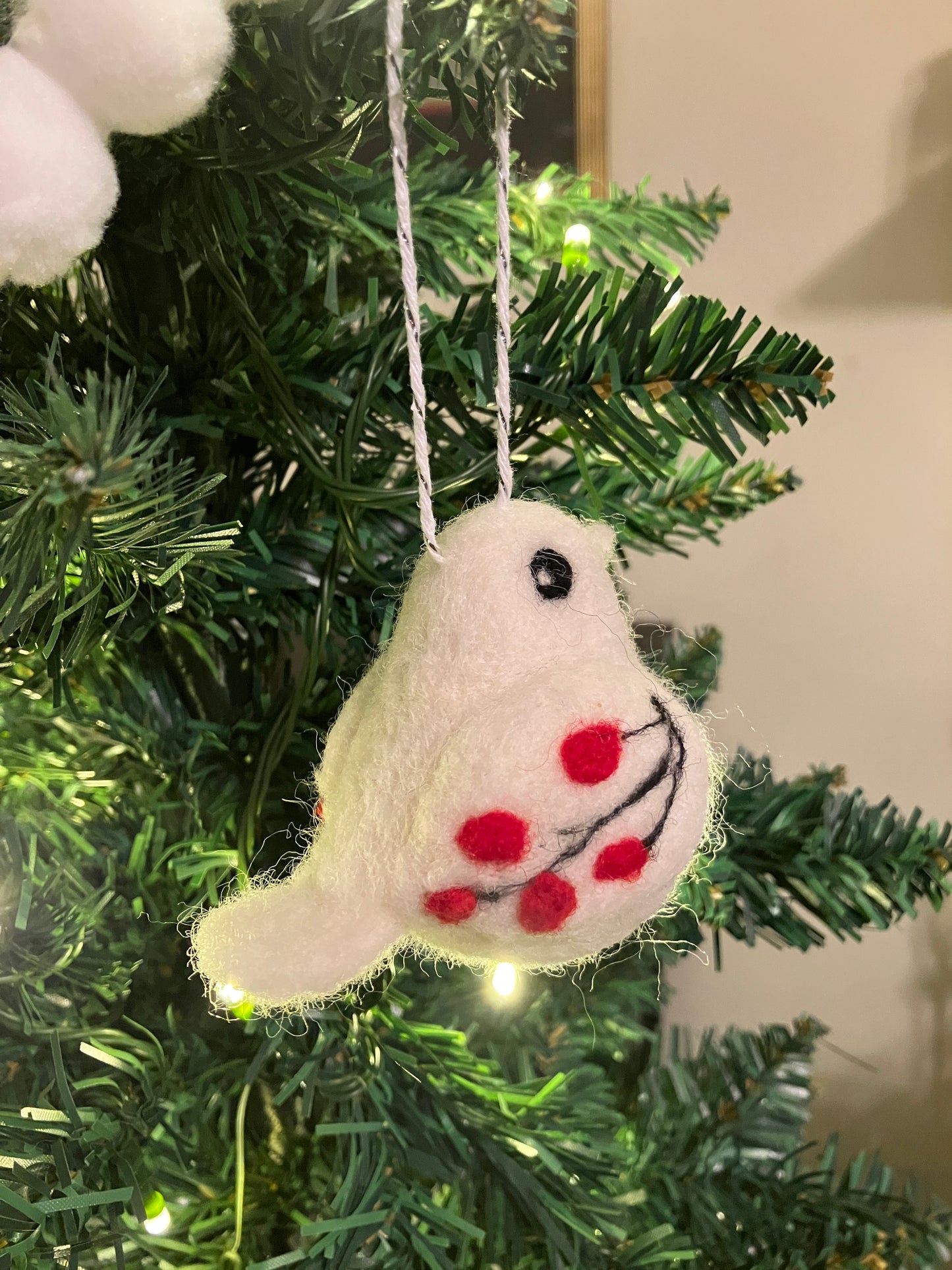 Christmas Dove Needle Felted Ornament
