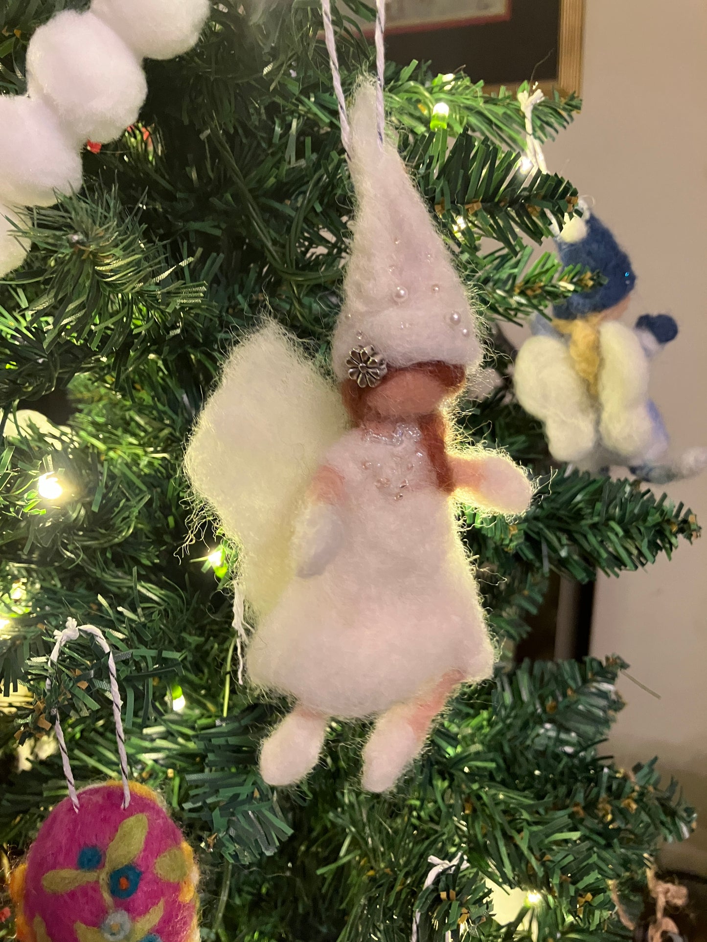 White Angel Fairy Needle Felted Ornament