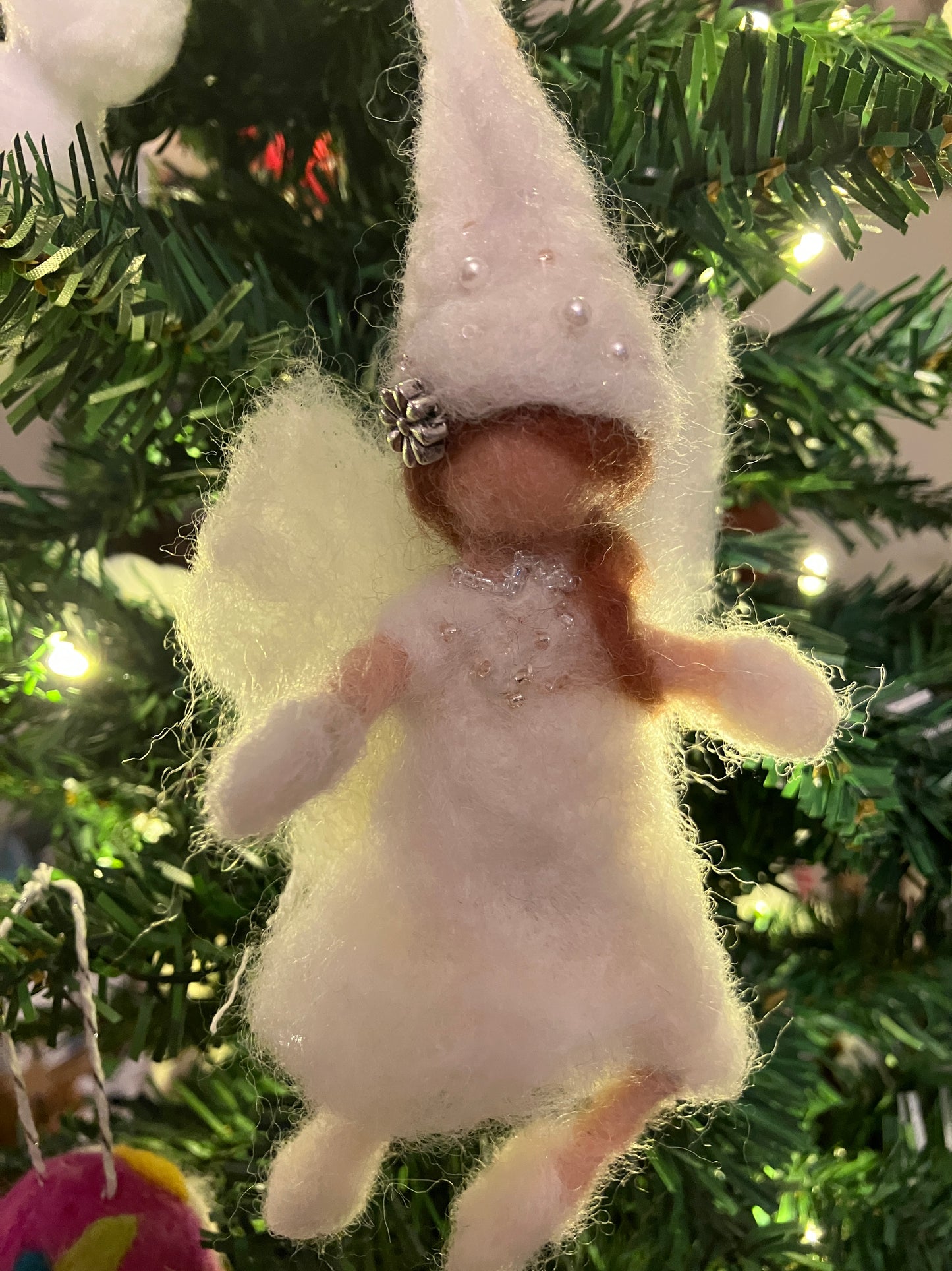White Angel Fairy Needle Felted Ornament