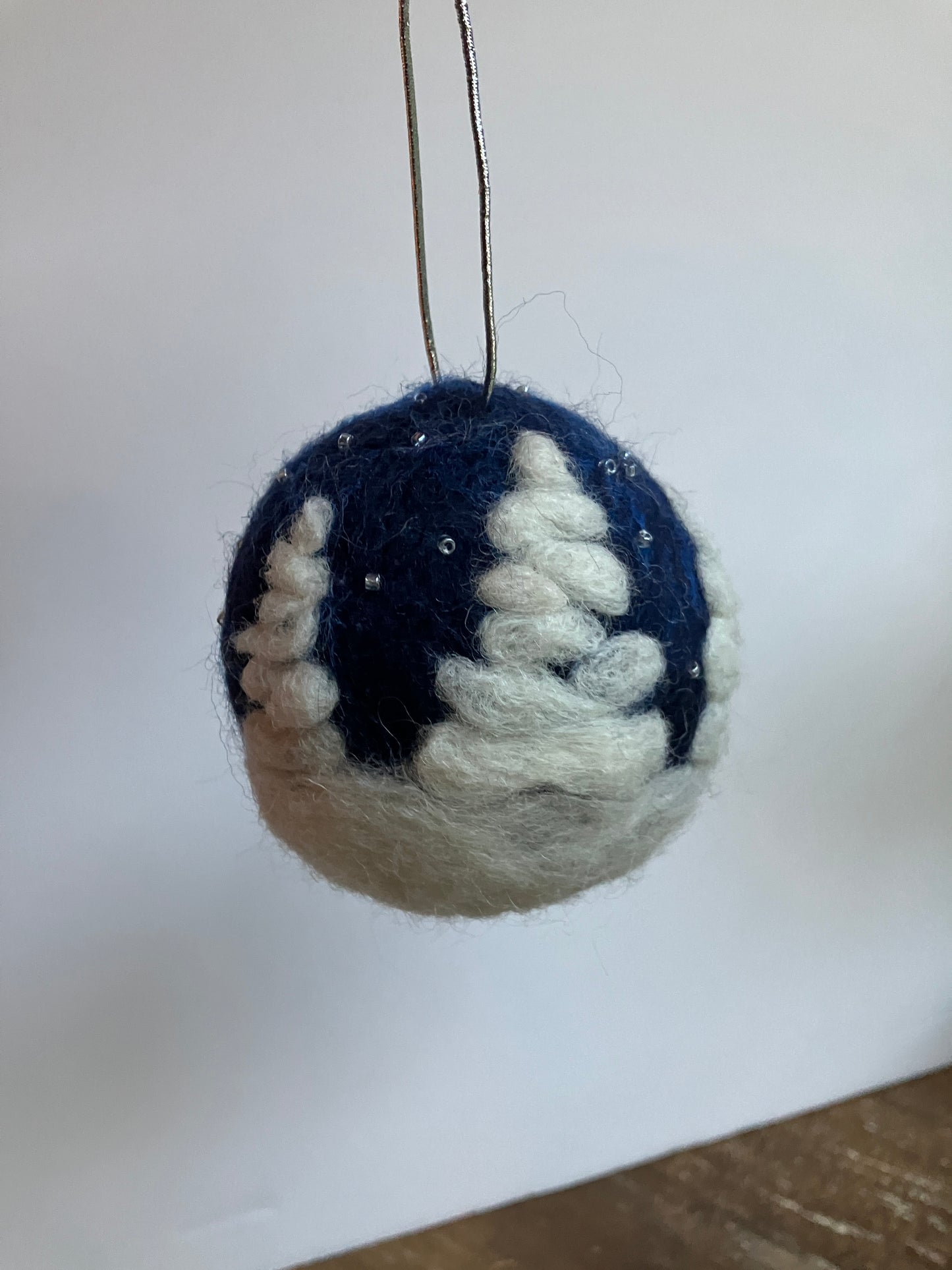 Reindeer Ball Needle Felted Ornament