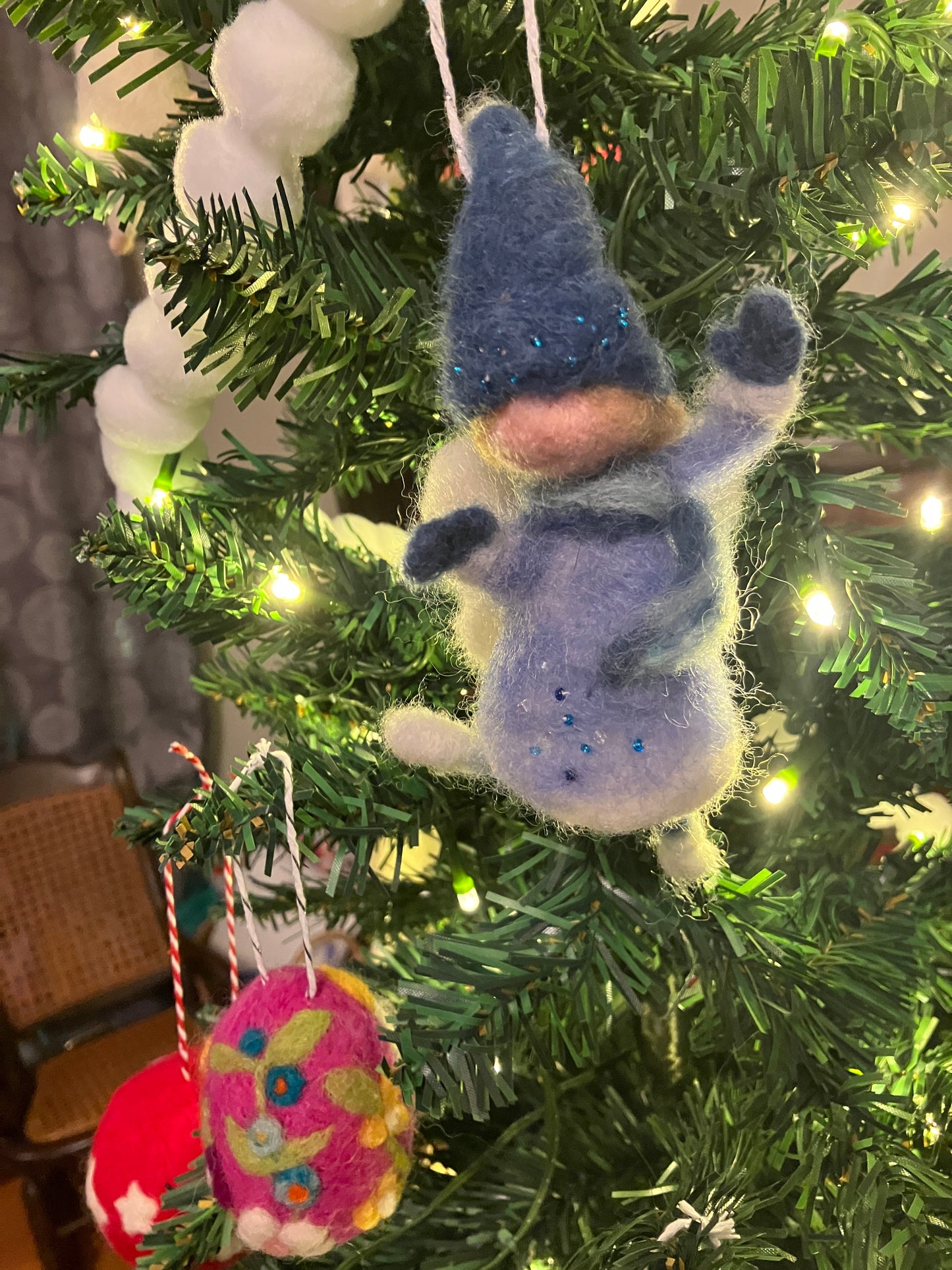 Blue Angel Fairy Needle Felted Ornament