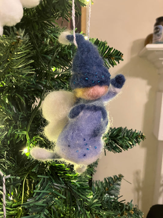 Blue Angel Fairy Needle Felted Ornament