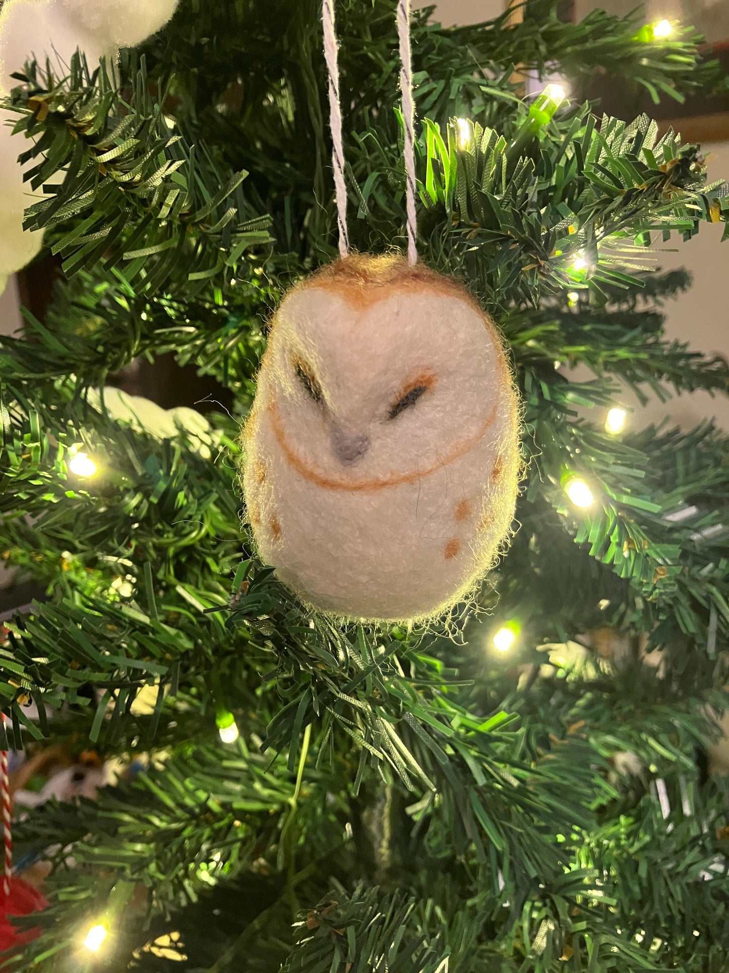 Barn Owl Needle Felted Ornament