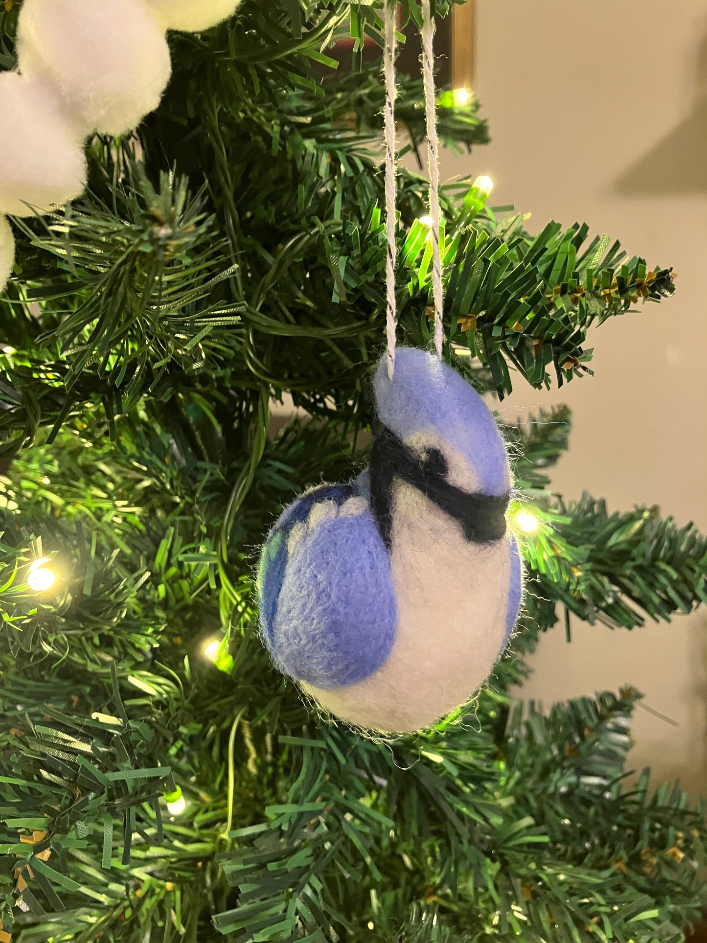 Blue Jay Bird Needle Felted Ornament