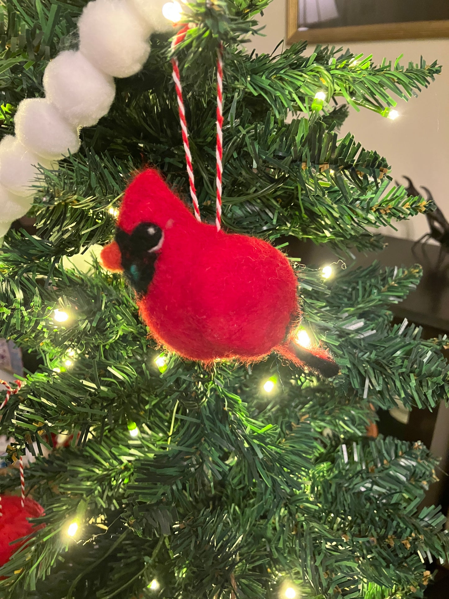 Cardinal Bird Needle Felted Ornament