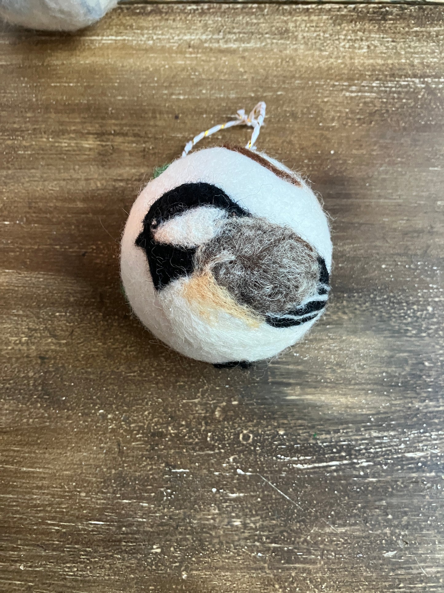 Chickadee Ball Needle Felted Ornament