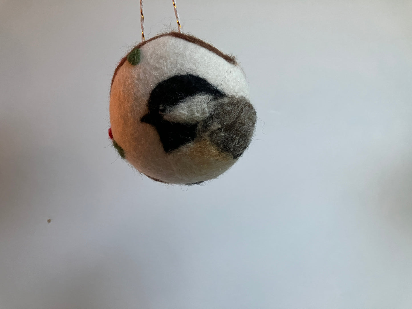 Chickadee Ball Needle Felted Ornament