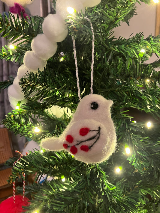 Christmas Dove Needle Felted Ornament