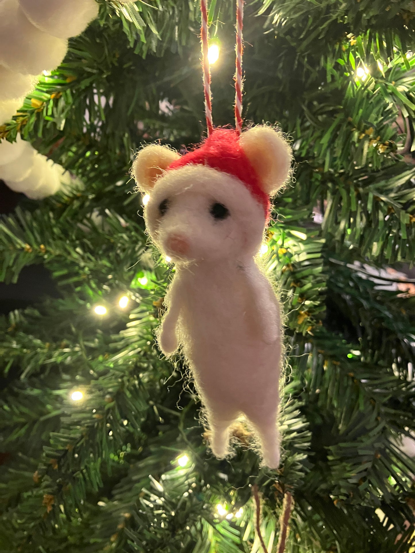 Santa Mouse Needle Felted Ornament