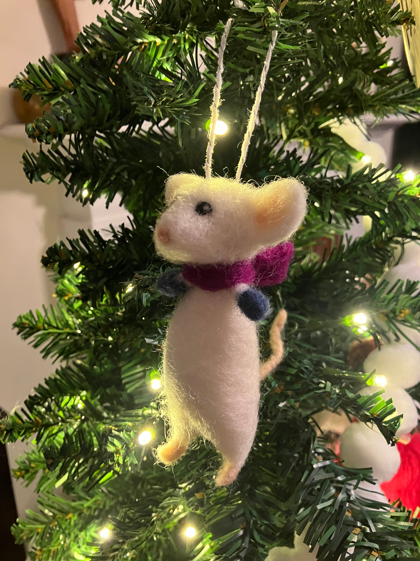 Scarf Mouse Needle Felted Ornament