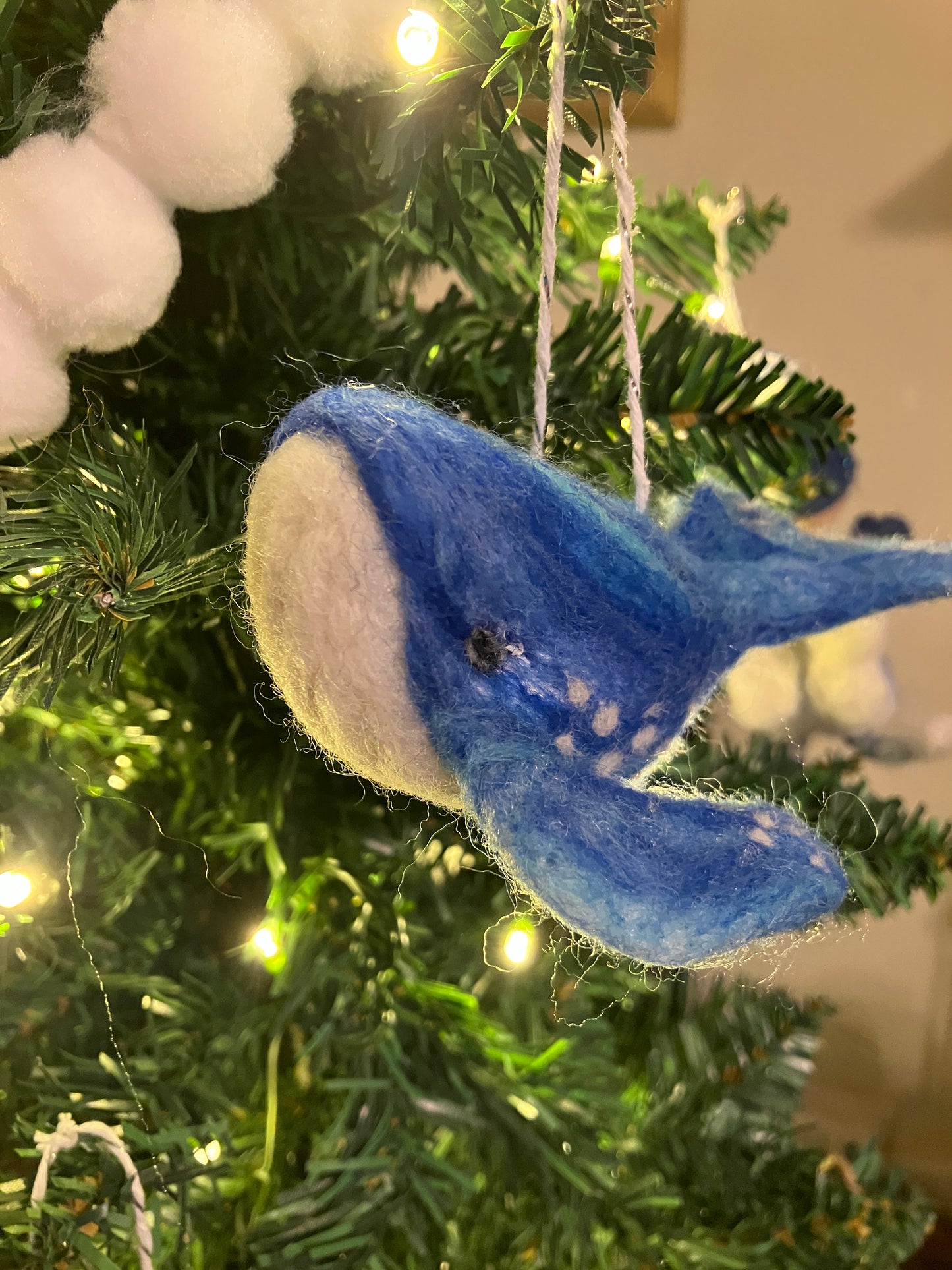 Whale Needle Felted Ornament