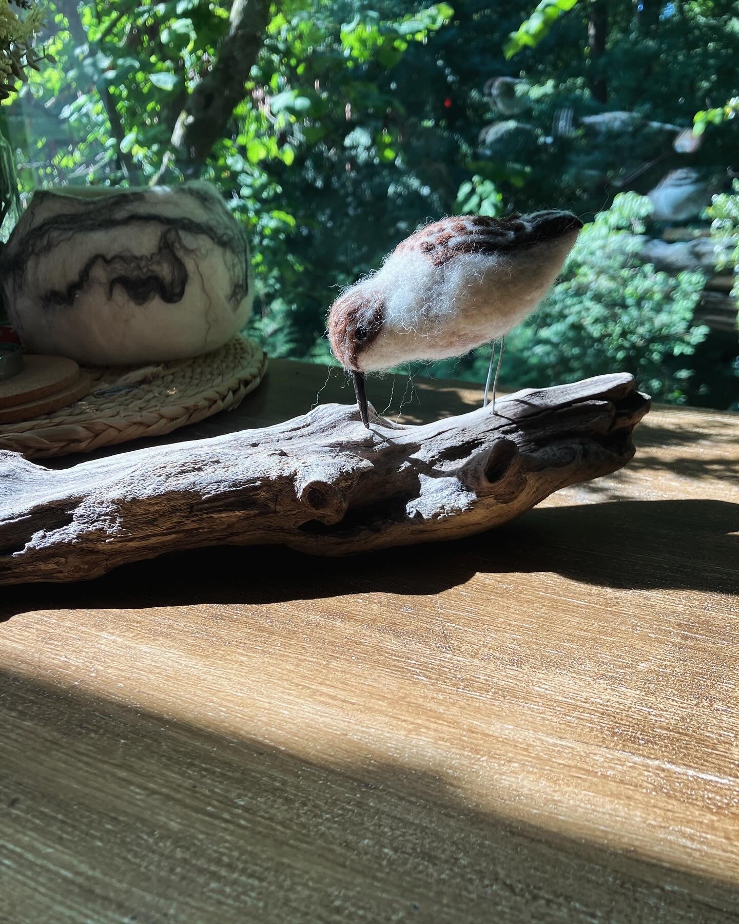 Needlefelt Art Sandpiper on Driftwood