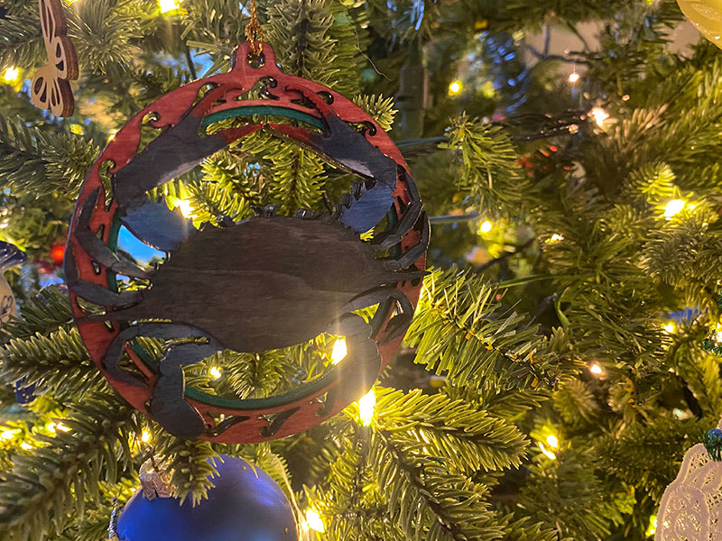 Hand Painted Blue Crab Ornament - 2025