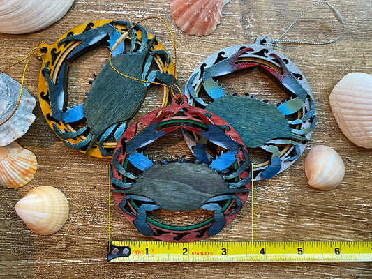 Hand Painted Blue Crab Ornament - 2025