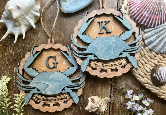 Custom Wood Crab Ornament